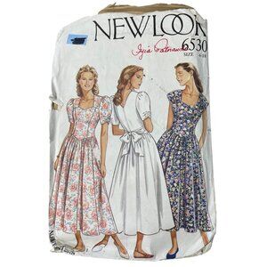 Vintage New Look 6530 Sewing Pattern Sizes 6-18 Dresses Floral Solid Options CUT
